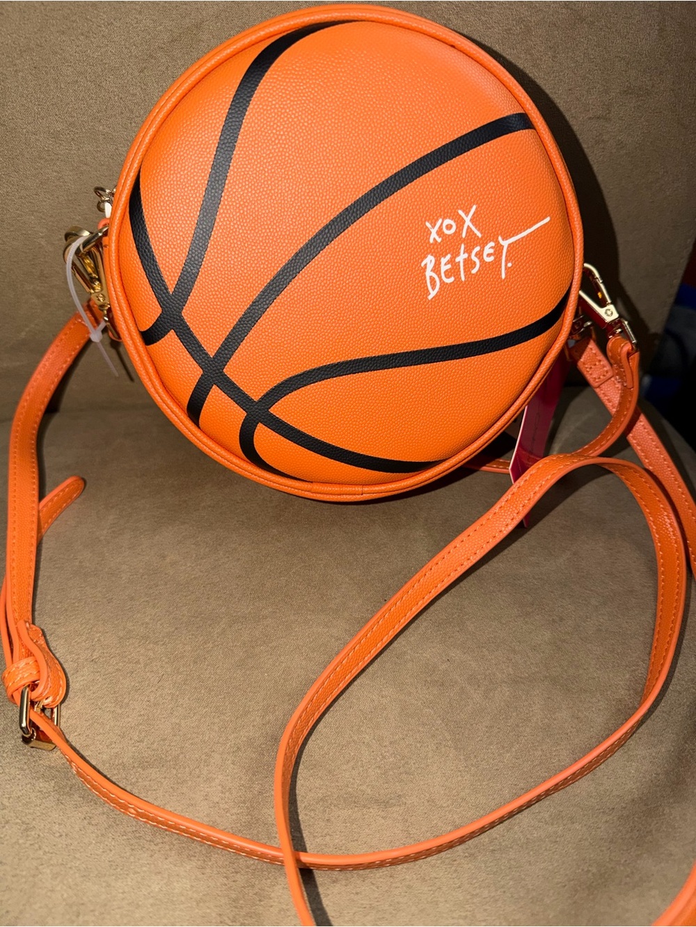 Betsey Johnson Orange & Black Basketball Crossbody Bag